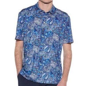 NEW Robert‎ Graham Clubhouse Golf Polo Shirt Wicking Performance Blue Paisley L